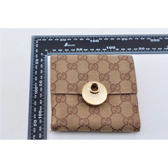 GUCCI Eclipse Canvas & Leather Beige White With Gold Hardware Bi-Fold Wallet - Picture 11 of 11